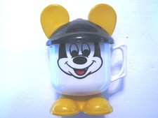Vintage Plastic Mickey Mouse Sippy Cup Mug with Feet and Hat/Lid with Ears