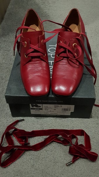 Top End Farish Pinot Maroon Cherry Red Leather Shoes Brogues Sz39 Worn Twice