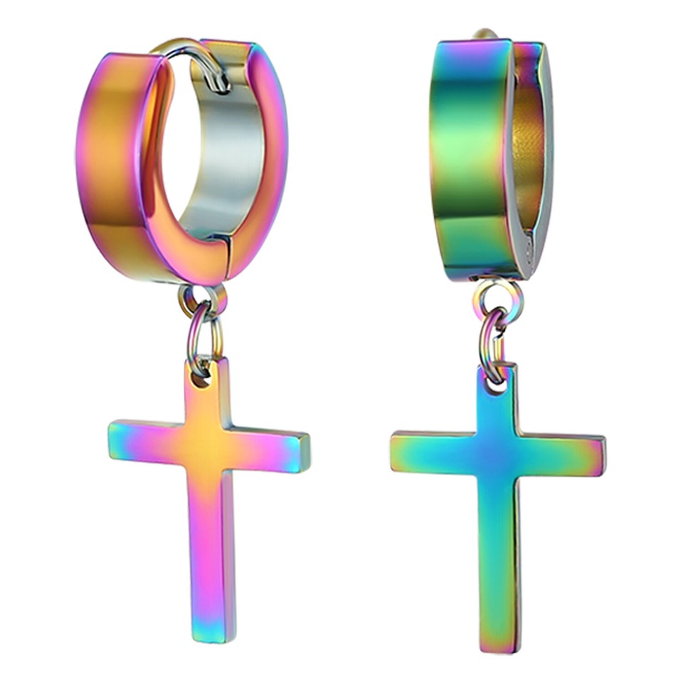 Koupit Stainless Steel Circle Screw Stud Earring With Dangle Cross For Men Women Za Dobrou Cenu - Doprava Zdarma, Skutečné Recenze S Fotkami - Foto 12