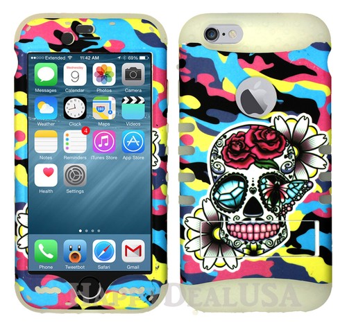 Funda protectora híbrida de silicona KoolKase para Apple iPhone - color camuflaje calavera 28 - Imagen 5 de 14