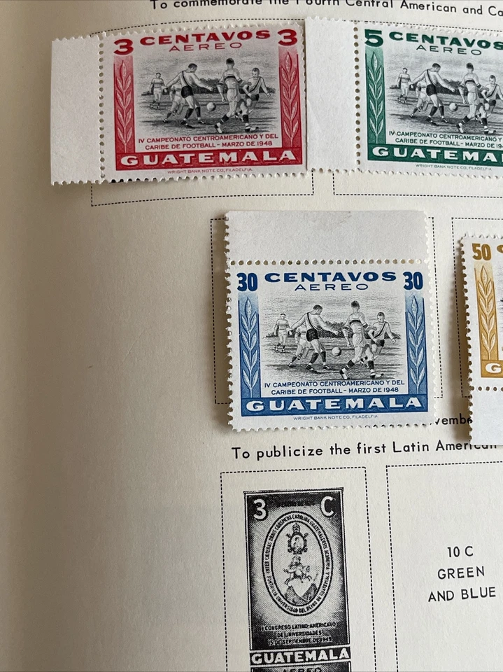 1948 5 PCs Stamps GUATEMALA, SOCCER CENTRAL AMERICAN AND CARIBBEAN Champ MH - Image 4 of 4