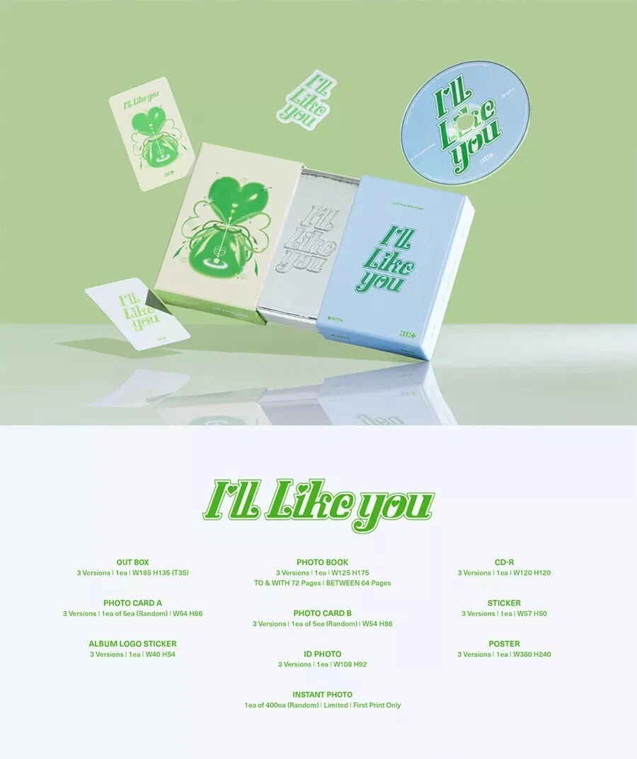 ILLIT I'LL LIKE YOU 2nd Mini Album CD+Buch+2 Karte+2 Sticker+ID