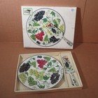 NOS w/Box Vtg Cake Plate w/ Server Still Life Grapes I. Godinger Porcelain 9612