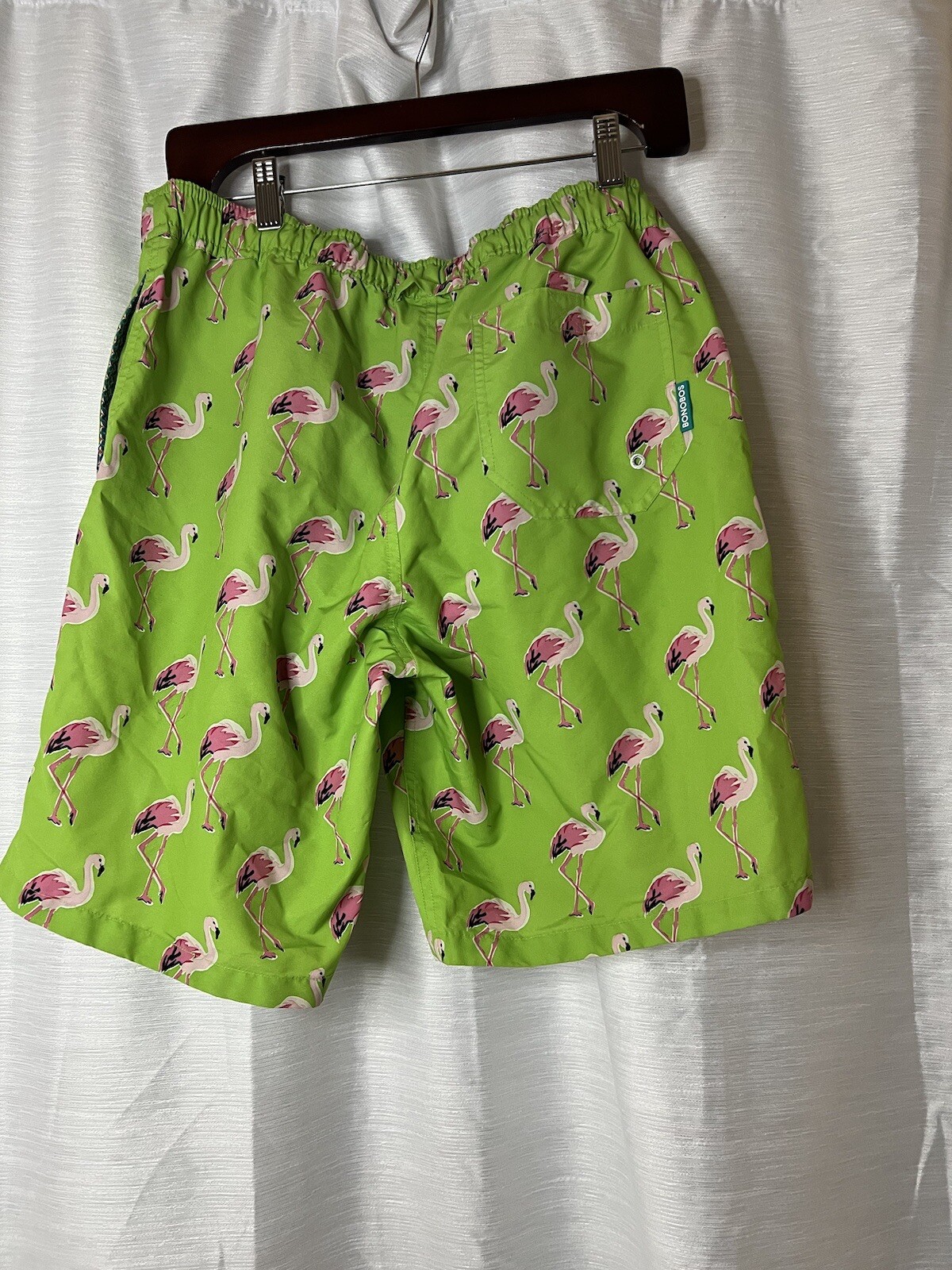 BONOBOS Swim Trunks Mens Small Lined Shorts Beach Flamingos Side