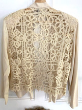 Wild Rose - Vintage roped Lace Back Beige Jacket Made In USA Women's size Large