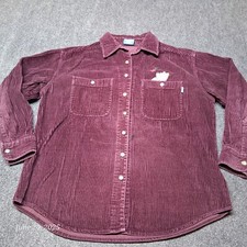Winnie The Pooh Vintage Corduroy Shacket Shirt Burgundy Embroidered Size XL EUC