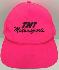 Vtg TNT Motorsports Hat Racing Logo Nylon Snapback Trucker Hot Pink Baseball Cap