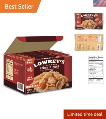 Healthy Snack Pack: Microwave Pork Rinds - 6 x 1.75 oz Bags, 6g Protein