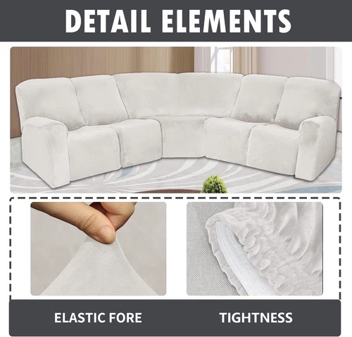Anbausofabezug 5-Sitzer Ecksofa Couch Schonbezug Stretch Möbelbezug - Bild 20 von 134
