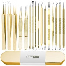 Blackhead Remover Tool, 16 PCS Pimple Popper Tool Kit, Tweezers Set for