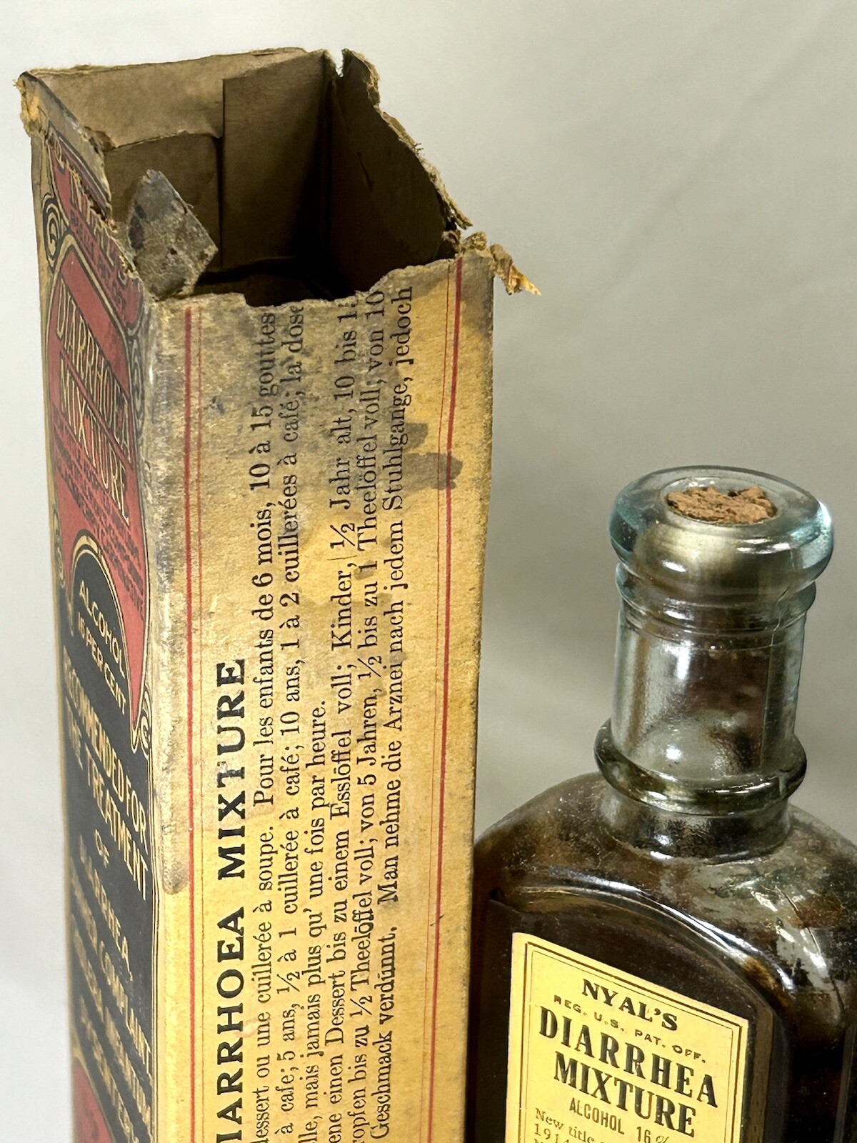 Rare Nyal's Company Old Stock Medicine Diarrhea Mixture Detroit Mich