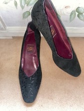 VICKI BETH Vintage Patterned Heels Size UK 4.5-5.5 Victoriana Black Court Shoes