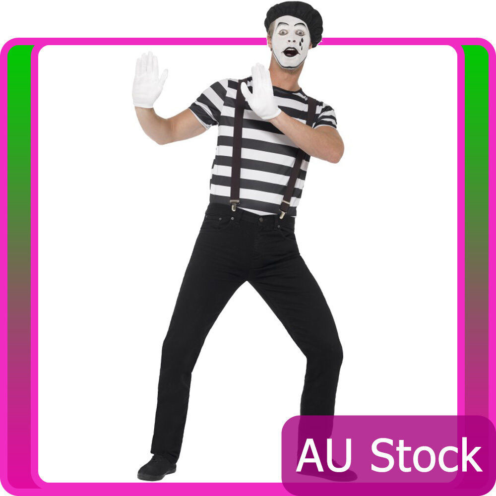 Gentleman Mime French Artist Costume - Complete Mens Fancy Dress Outfit