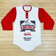 Vintage 80s St Louis Cardinals 1982 World Series Raglan Shirt Small Baseball