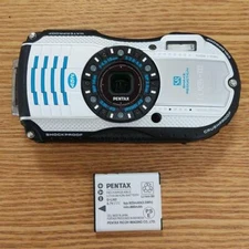 Pentax WG-3 White Blue Waterproof Digital Camera 16MP 4x Optical Zoom WG-3WHBL