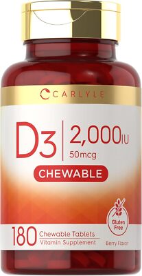 Chewable Vitamin D3 2000 IU (50mcg) Tablets | 180 Count | by Carlyle