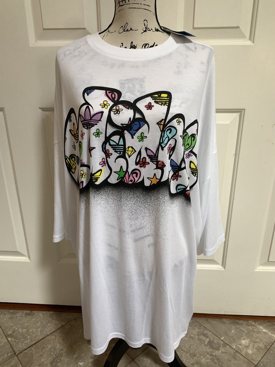 Adidas X Jeremy Scott Oversize Graffiti Logo T-Shirt Dress W
