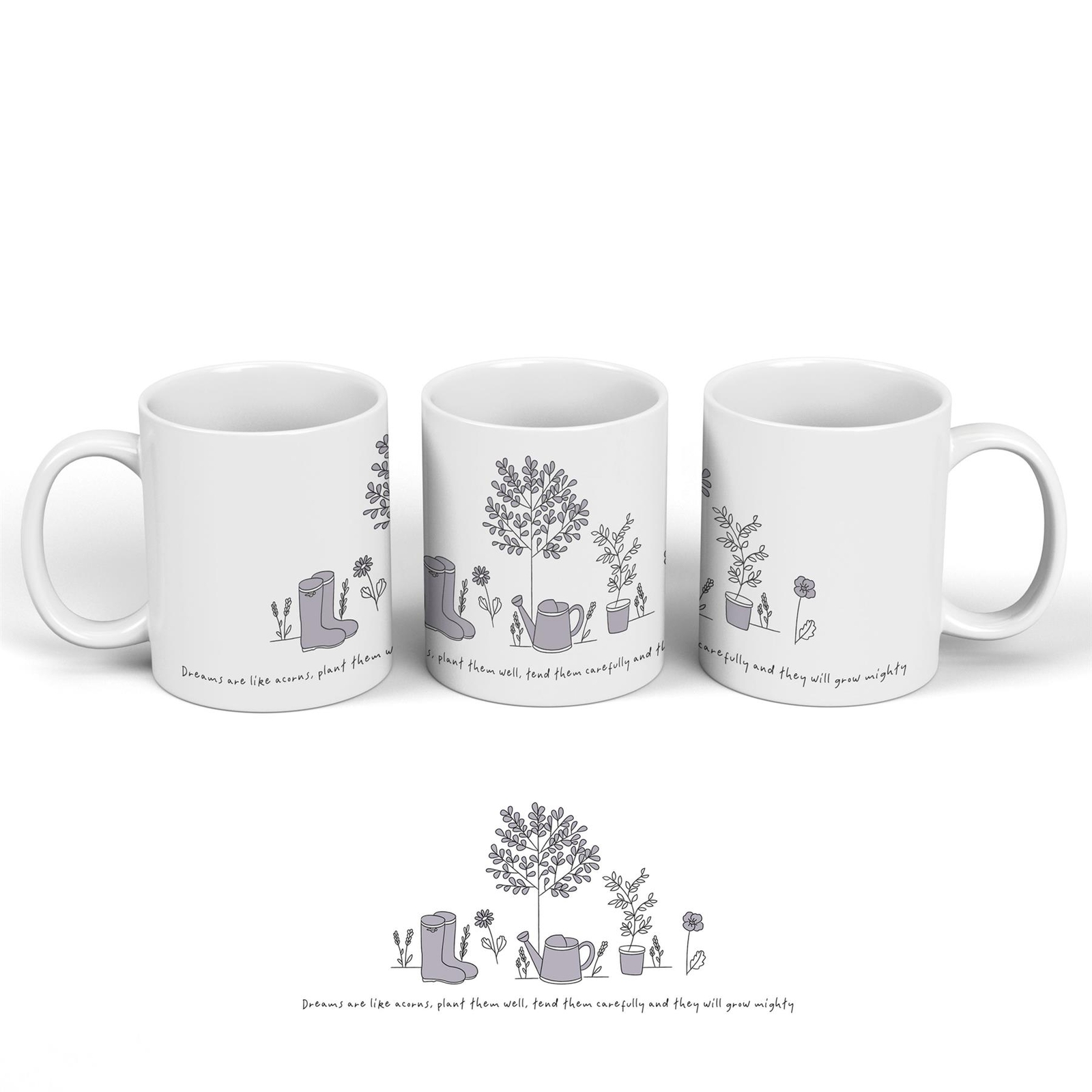DREAMS ARE LIKE ACORNS GARDENING SENTIMENTAL GIFT IDEA CERAMIC MUG