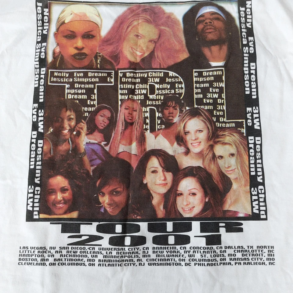 CAMISETA DE COLECCIÓN MTV TRL CONCERT TOUR 2001 DEADSTOCK Destiny's Child XL NUEVA sin etiquetas Foto 4 de 4