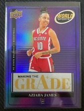 Aziaha James 2025 Upper Deck World of Sports Making The Grade Purple RC #/299