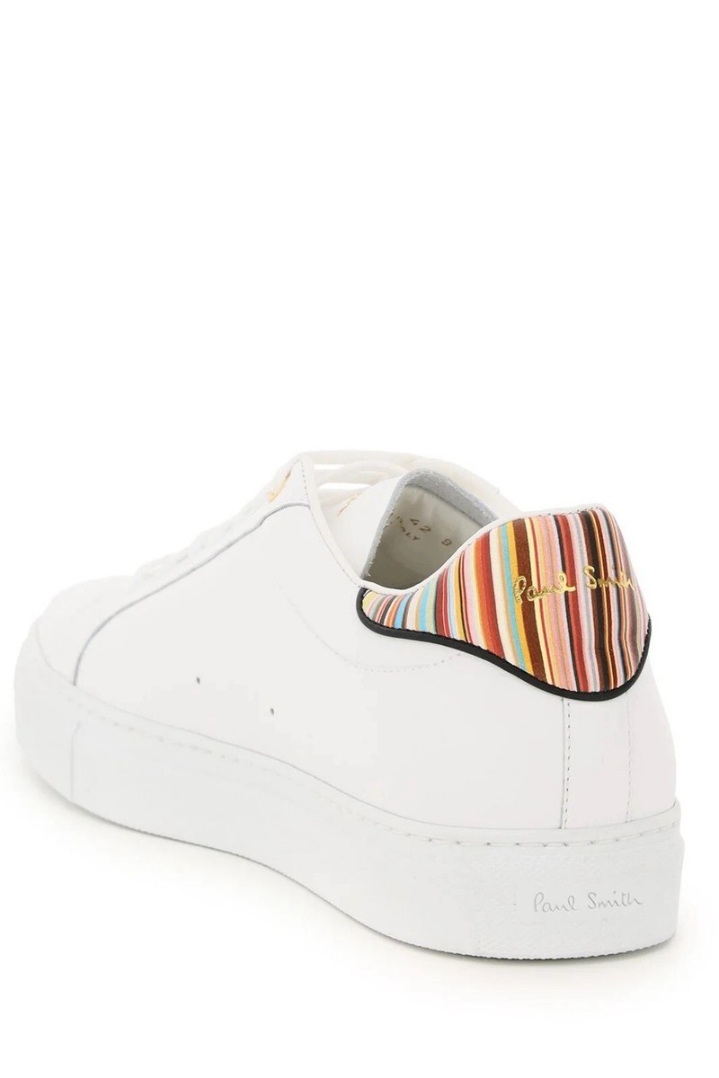 $475 PAUL SMITH Beck Leather Signature Stripe Sneakers US 13 White Leather  main image 4