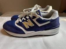 New Balance Ml597RSB Blue/White/Gold Suede Classic 597 Mens Running Size 9D