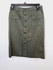 Gap Khakis Y2K Green Button Up Pencil Skirt In Size 1 Casual Drap