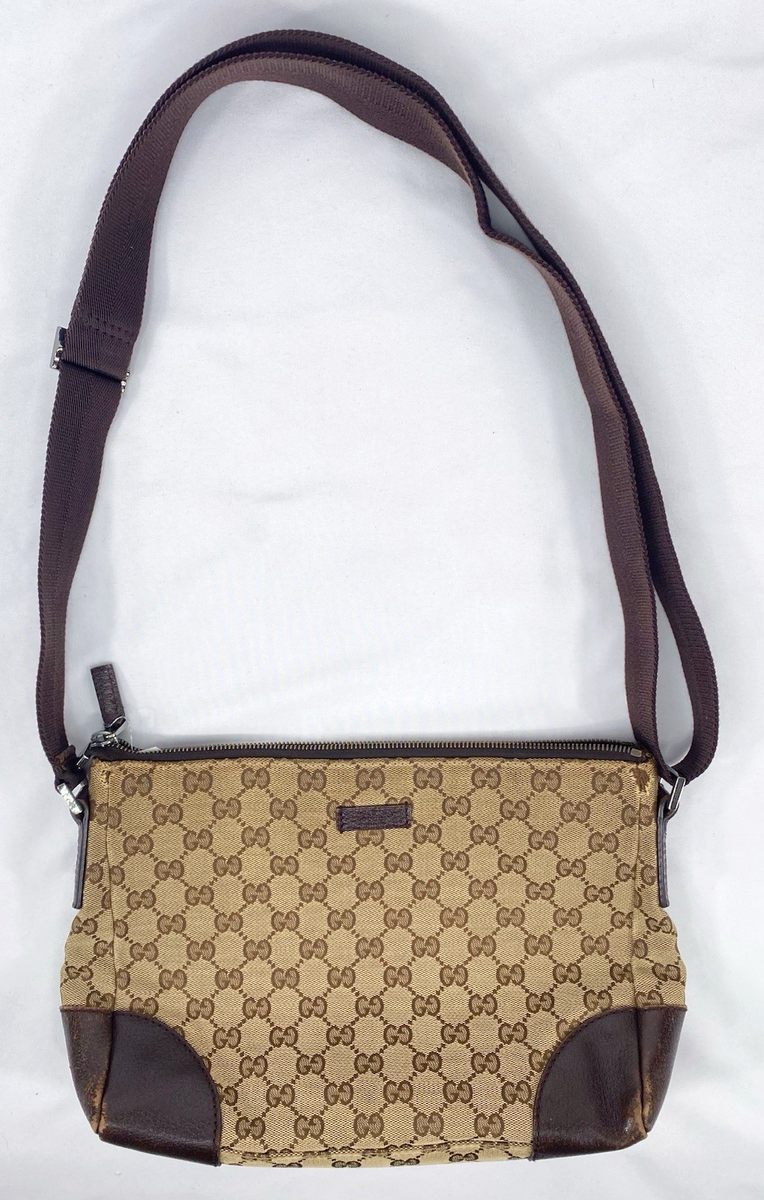 Vintage Gucci GG Logo Canvas Shoulder Bag Tote Purse