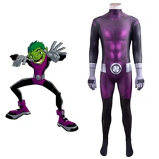 Adult Game Teen Titans Cosplay Beast Comic Logan Kids Purple Jumpsuit Costume 
