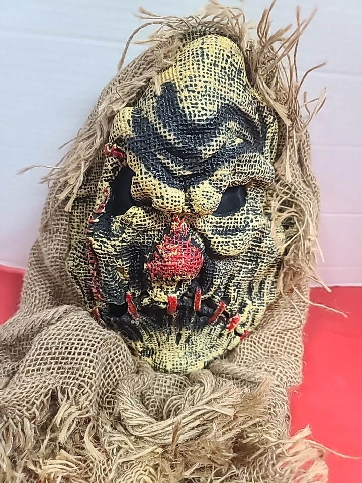 NUEVO SIN ETIQUETAS Máscara de Halloween Zombi Payaso Espeluznante Divertido Mundo Arpillera Cubierto Grande 2006 Foto 3 de 4