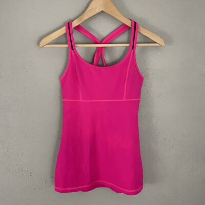 Victoria's Secret VSX Sport Tank Top Size XS Hot Pink Black Mesh