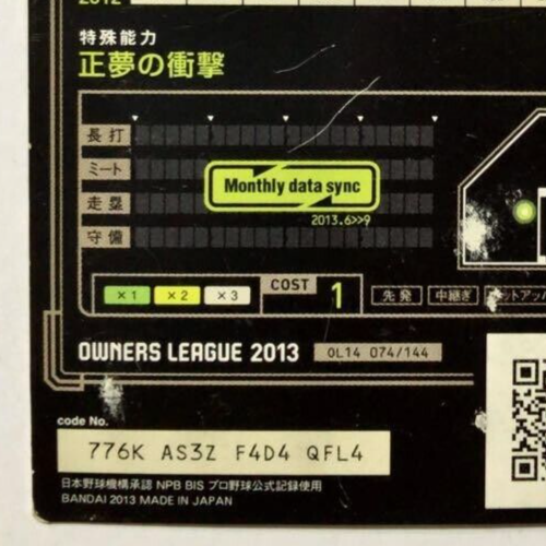 Shohei Ohtani 2013 Rookie Card Foil Bandai Owners League RC from