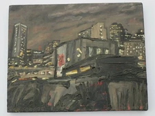 ROBERT CARRERE CHUNKY PAINTING MODERNIST IMPRESSIONISM CITY URBAN NIGHT BUILDING