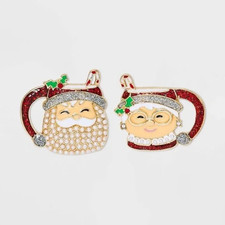 New Sugarfix by Baublebar Merry Mugs Santa Mr. and Mrs. Claus Earrings Christmas