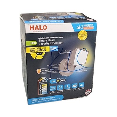 HALO LED Outdoor Security Floodlight Single Head D2D Bronze Selectable CCT 3000