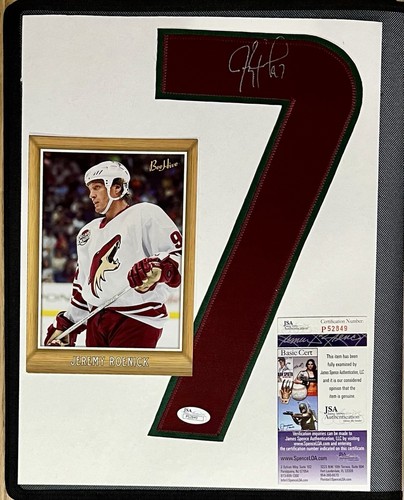 Jeremy Roenick Autographed Signed Arizona Coyotes #7 WITH PICTURE ON 11 X 14 BOARD JSA COA 