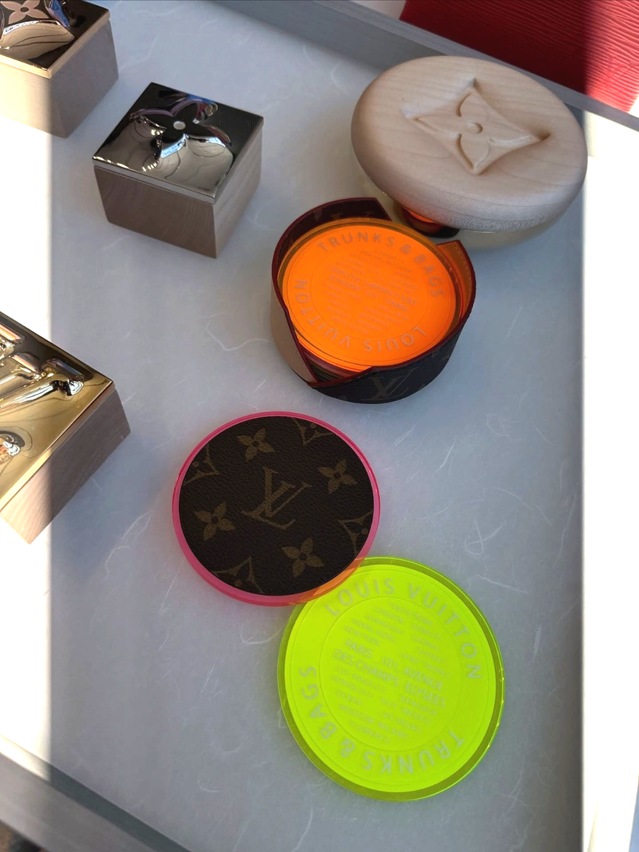Virgil Abloh Louis Vuitton Coaster Gift Set Neon Coasters Leather