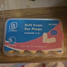 Soft Foam Ear Plugs for Sleeping, 5 Pairs, 38dB SNR, Purple/White