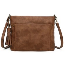 Brown Vegan Leather Crossbody Bag with Tassel. Boho, Preppy, Everyday. NWT