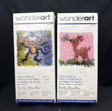 WonderArt Latch Hook Kit Set of 2 Monkey 12x12 Fawn 8x8 Sealed New NIB