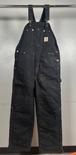 Carhartt Men's Black R02 Washed Duck Bib Overalls 36x30