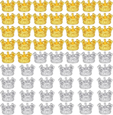 60 Pcs Mini Crowns for Crafts, Queen Crown Charm 3D King Crown Spacer Bead DIY V