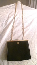 Pierre Balmain Sac/Pochette en toile & cuir monture laiton vintage