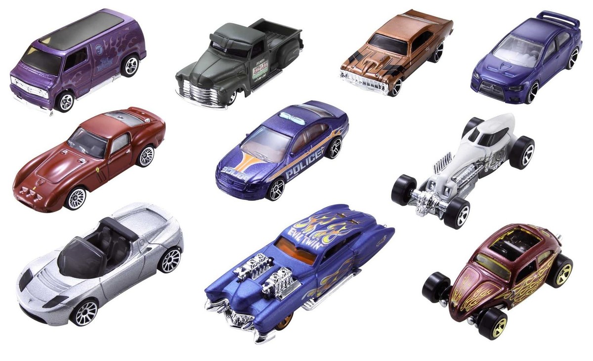 Hot Wheels Set of 10 1:64 Scale Toy Trucks and Cars for Kids 10