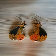 Halloween Cat Pumpkin Dangle Earrings 0099