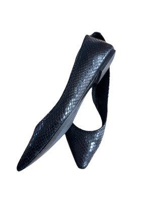 Massimo Dutti Black Snakeskin Flats Size 37 