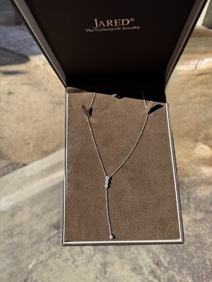 Jared 14k White Gold Round Diamond Pendant Necklace Cable Chain Lobster Clasp