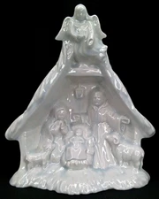 Vintage Christmas Ceramic Nativity Scene Christmas Figure Manger Display 1997