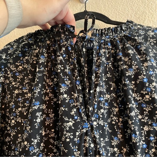 GAP gesmoktes Midikleid mit Puffärmeln dunkel geblümt Cottagecore Damen Größe XXL Tall - Bild 8 von 13