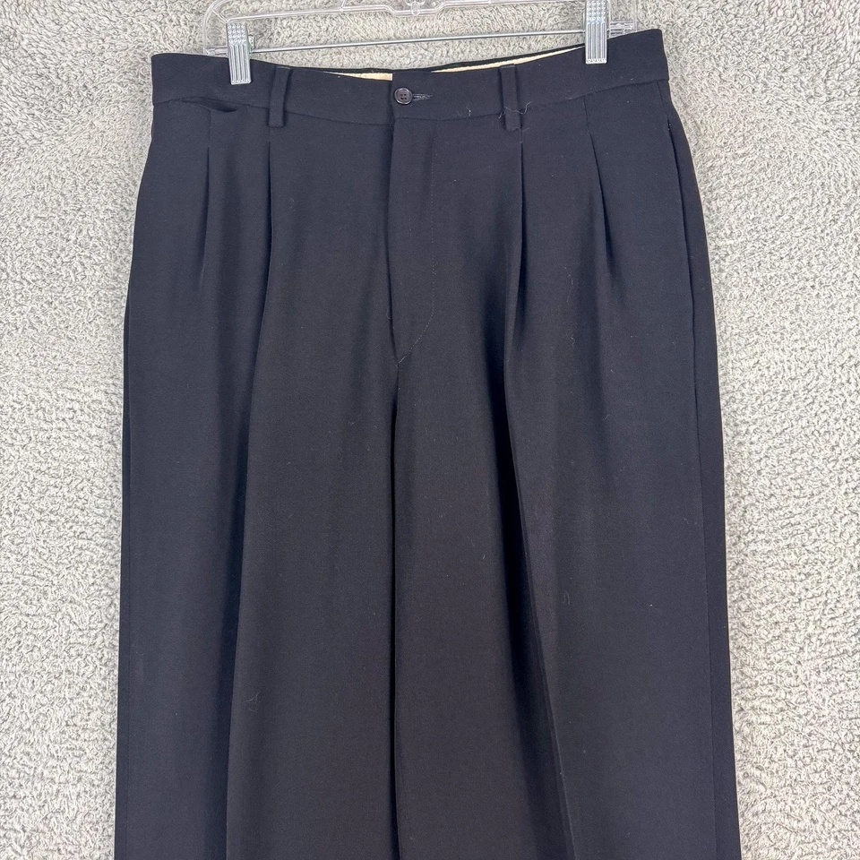 Pantalones de vestir plisados de lana negros 33R Banana Republic para hombre Italia 33x32 Foto 3 de 4